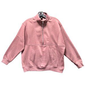 Love Mood - Women's Long Sleeve 1/2 Zip Sweatshirt - Pink - Small